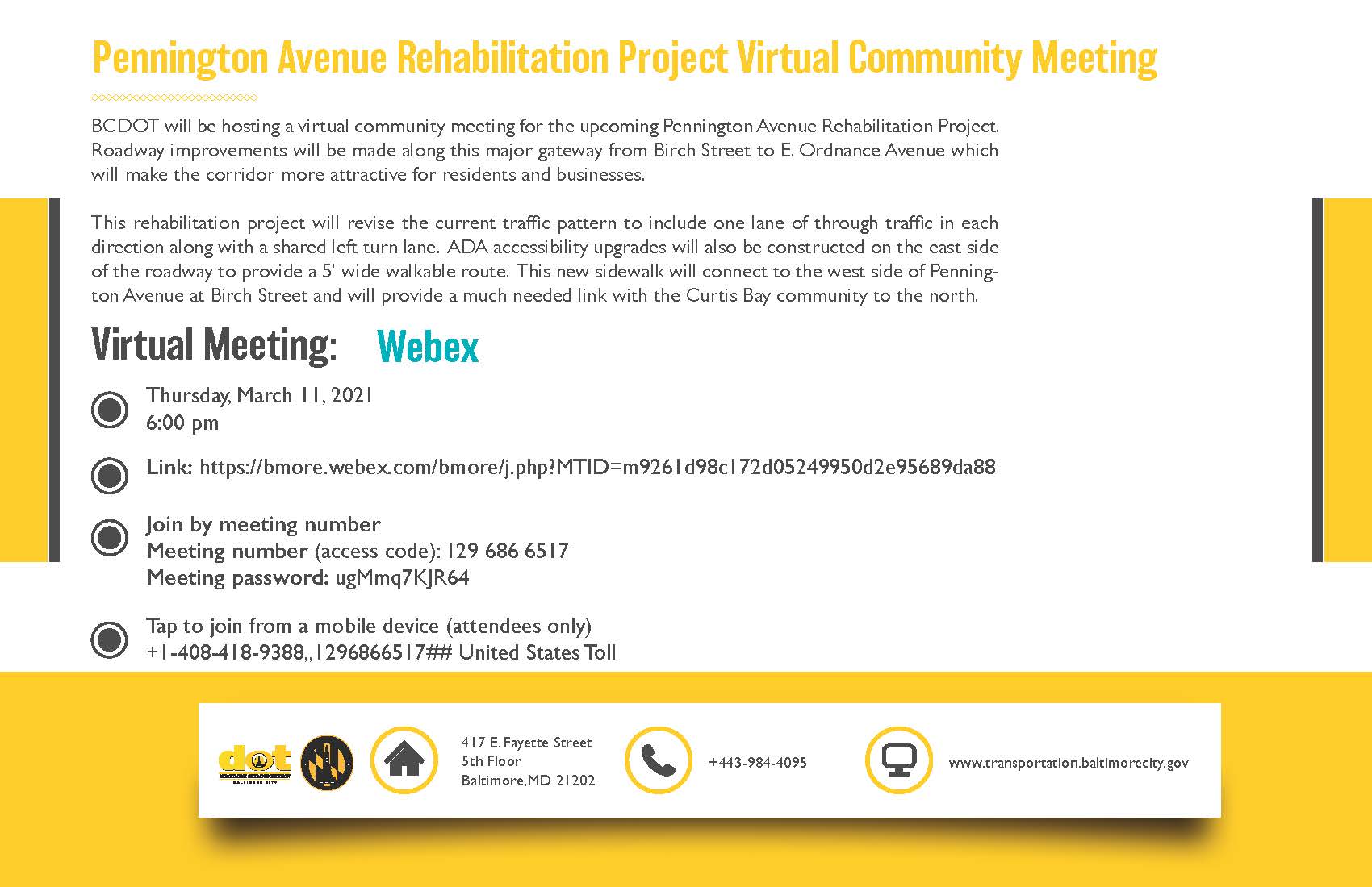 Pennington Avenue Rehabilitation Project Virtual Community Meeting